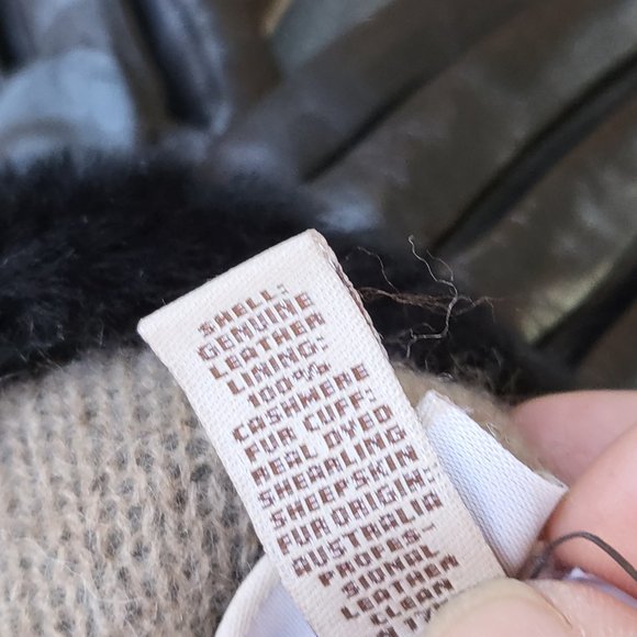 Shearling-Trim Cashmere Lining Leather Gloves - Picture 5 of 6